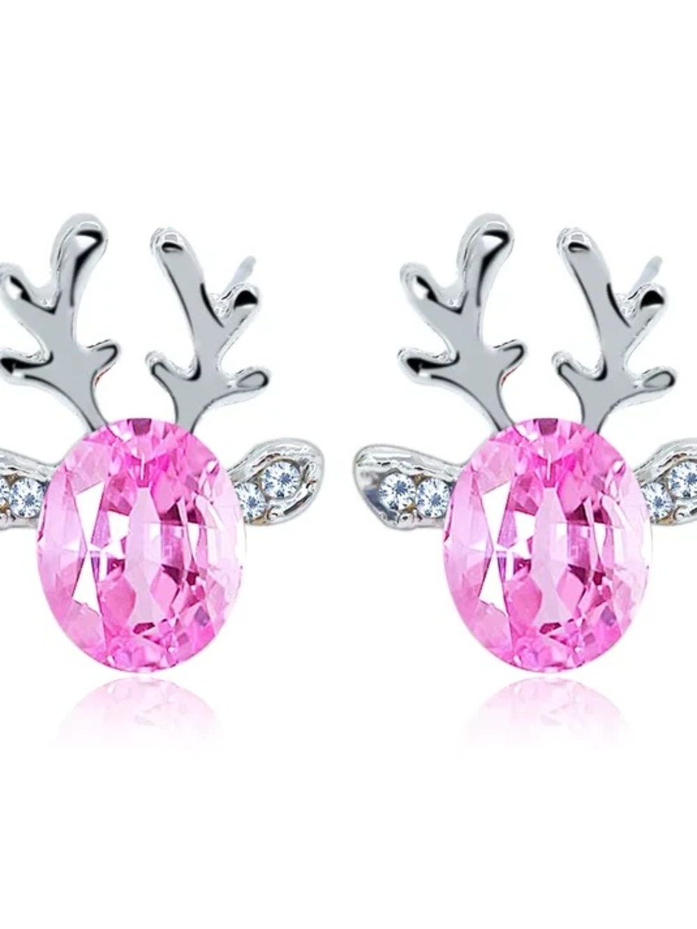 Pink Reindeer Stud Earrings